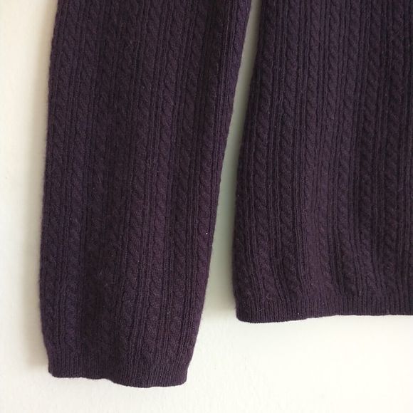 Lord & Taylor Sweater Pullover Women M Purple 2-Ply Cashmere Cable Knit Luxury - Picture 2 of 7